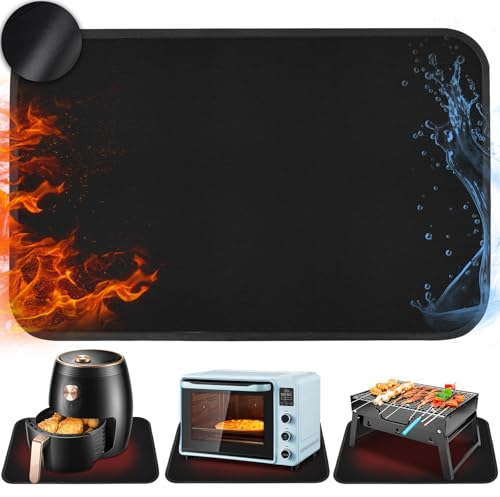 YQBFTC Feuerfeste Unterlage,60x40 cm Hitzebeständige Unterlage,Hitzebeständige Matte,Feuerfeste Silikonmatten Grillmatten für Tischplatte,Hitzeschutzmatte für Luftfritteuse Mikrowelle Kaffeemaschine