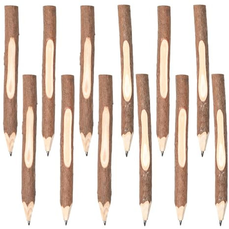 Sxutop 12 Stück Holzstifte Zweig Holzbleistifte aus Graphit Stifte Naturholz Zweig Personalisierte Bleistifte Holz Bleistift Zweig Baum Bleistift für Kindergeburtstag, Wald-Partygeschenke, Büro