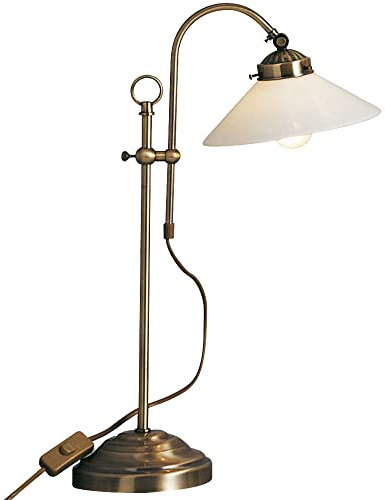 Nachttischleuchte dimmbar mit Fernbedienung Leselampe LED Tischleuchte Schlafzimmerlampe höhenverstellbar, RGB Farbwechsel Metall altmessing Glas opal,4,8W 470lm warmweiß, LxH 33x54 cm