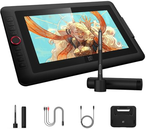 XPPen Upgraded Artist13.3 Pro V2 Drawing Tablet with Screen, 16384 Pen Pressure X3 Pro Stylus Pen Display, 99% sRGB Full-Laminated AG Screen Graphic Tablet with Stand, Red Dial, 8 Shortcut Keys 13.3