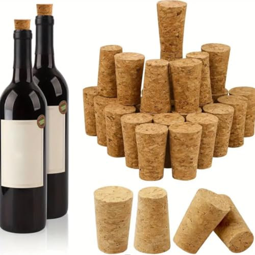 20 Pcs Wine Corks Wine Bottle Cork Natural Soft Wood Tapered Stopper, Wood Corks Plugs, Natural Replacement Wine Beer Stopper Leakproof for Wine Bottles, Liquor Bottles Cork