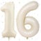 UDRKFOPK Beige Luftballon 16,Zahlen Luftballon Beige,40 Zoll Folienballon 1&6,Beige Zahlenballon 16 Helium Ballon Luftballon 16 Geburtstag für 16th Geburtstagsdeko Mädchen Junge Jubiläum Party Deko