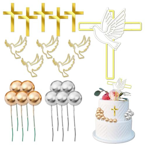 Erstkommunion Tortendeko – Eleganter Cake Topper Kommunion und Kreuz Tortendeko – Perfekt für jeden Taufe und Konfirmation