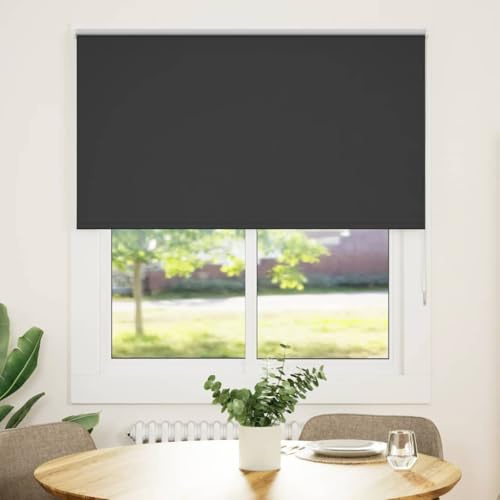 vidaXL Verdunkelungsrollo Schwarz 130x175 cm Stoffbreite 126,6 cm, Rollo, Klemmfix, Thermorollo, Verdunklungsrollo, Klemmrollo, Fensterrollo