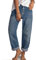 FYCYGG Damen Baggy Jeans Boyfriend Jeans Weites Bein Mid-Rise Knöchel Jeans Denim Hose mit Taschen Hufeisen Jeans Ballon Jeans Baggy Jeans Hose(L)