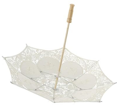 BESTYASH Lace Umbrella Handmade Cotton Prop for Wedding Photography Diameter Beige Decorative Craft for Bridal Showers and Events