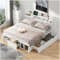 Lubvtti Letto imbottito con porta USB e cassetti e contenitore,letto matrimoniale con contenitore 160x200 cm,Testiera con vano portaoggetti,telaio del letto 160x200,senza materasso, bianco