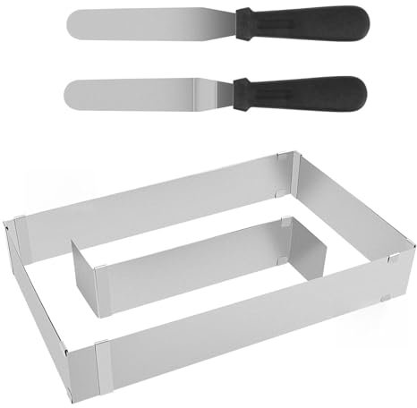 TDUNSYA Anillo Pastel Cuadrado Hornear con Separadores, Molde Pastel Mousse Ajustable, Molde Extensible para Hornear, Molde Rectangular Ajustable 5 cm para Hacer Tartas Cuadradas, Mousse, Tiramisú