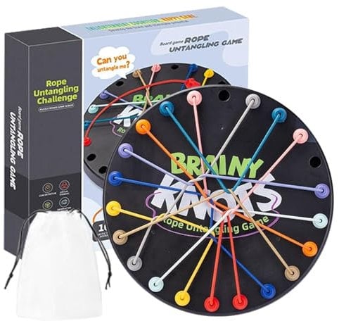 Qidures Twisted Rope Puzzle Game, Brainy Knots Rope Untangling Table Strategy Board Game, Interactive Game Rope Challenge, Rope Untying Game Toy Logic Puzzle Board Game, Rope Sorting Puzzle