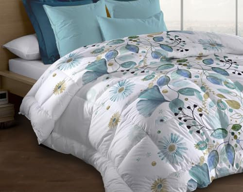 Le linge de Jules Couette Microfibre 220x240 - Imprimée Double-Face - 550 grs/m2 - Bloom