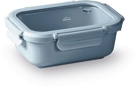 LACOR - 64642 - Recipiente Ceram Blue, Cerámica, 900 ml, Apto para microondas, Apto para horno, 100% hermético, Libre de plomo, cadmio y níquel, ClipLock System