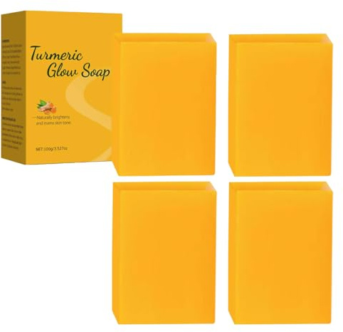 Turmeric Kojic Acid Soap, Turmeric Glow Soap, Lemon Turmerics Soaps Tablets, Cleanse Skin, Moisturizing & Soothing Gentle Cleanser Soaps for All Skin Types (4pcs)