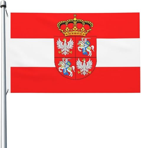 Flagge der polnischen und litauischen Commonwealth-Flagge, 3 x 5 Fuß, UV-beständig, saisonales Banner mit Messingösen für den Innen- und Außenbereich