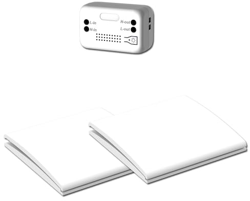 Interrupteur sans fil VIVIS, sans câblage, sans pile, à génération manuelle d’énergie, portée effective intérieure jusqu’à 80 mètres, étanche, sûr, écologique, facile à installer. (2 To 1)