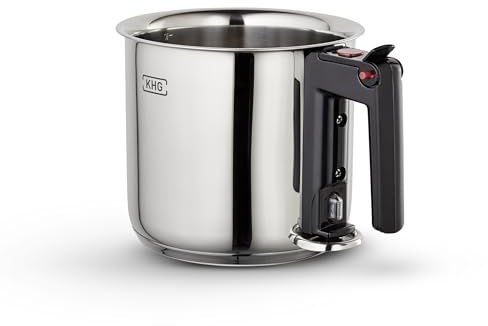 KHG Simmertopf 16 cm, 1,5 L aus Edelstahl mit doppelwandigem Aufbau | Schonendes Wasserbad für Milch, Grieß und Reis, Innenskala und Grifföffnung zum komfortablen Nachfüllen in der Küche