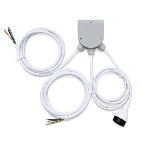 Power Splitter 1-1,3-2 m Herdverteiler Stromverteiler Küchenverteiler Küchen Anschluss Box Backofen Kochfeld Ceran Induktion Herd White | für Kochfeld, Ceran Induktion, Backofen