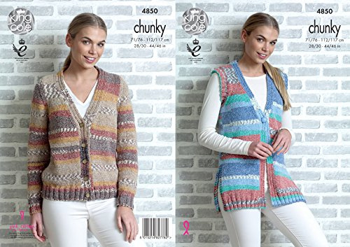 King Cole 4850 Knitting Pattern Womens Cardigan and Waistcoat in King Cole Drifter Chunky
