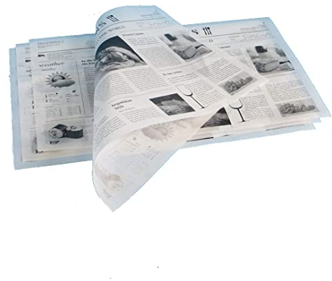 1000 Blatt Bio Einschlagpapier Hamburgerpapier Sandwichpapier Frischhaltepapier Pergamentersatz fettdicht Zeitung/mit Zeitungsdruck 38,5x50cm XL - Inkl. VerpackG in D