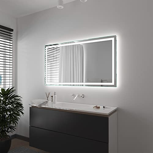 SARAR Badspiegel Spiegel Badezimmerspiegel mit schmaler rundum LED-Beleuchtung 180x80 cm Made in Germany eckiger Wandspiegel Mirror Spiegel Bad mit Licht auf Maß Toulon