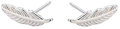 SLUYNZ Echte 925 Sterling Silber Winzige Feder Ohrstecker Ohrringe für Frauen Teen Damen Sterling Silber Ohrstecker Ohrstecker (A-Silver)