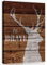 Leinwandbild Hochformat Tiere Hirsch Holz - 100x75 cm Bilder Canvas Leinwandbilder Wandbild Wandbilder Bild auf Leinwand Wohnzimmer Schlafzimmer