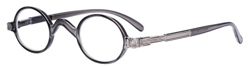 Eyekepper Leser Federschanier Buegel Klassiker Mini Kleine Oval Rund Lesebrillen (Grau)