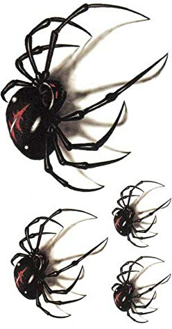EROSPA® Tattoo-Bogen temporär/Sticker - 4 x Spinne - Wasserfest