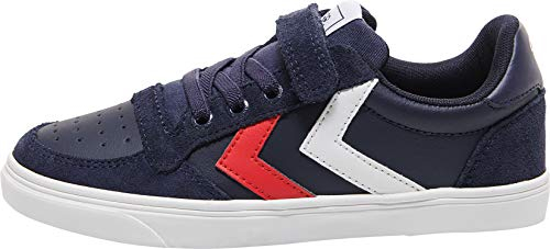 Hummel Unisex Kinder Slimmer Stadil Leather Low JR Sneaker Niedrig, Peacoat 204 495 7666, 40 EU