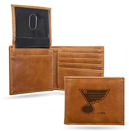 Rico Industries Geldbörse mit Lasergravur, St. Louis Blues, Braun