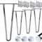 STAHLIA Haarnadel Tischbeine Möbelfuß Höhe 61cm Chrom (4er SET) 2 Streben Ø12mm Tischgestell Hairpin Leg Möbelfüße Schalldämmung inkl. Bodenschoner