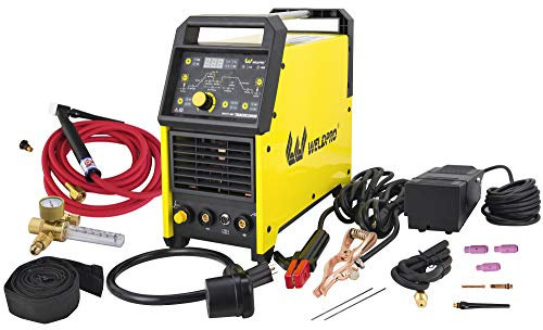Weldpro - Soldador TIG AC/DC 200A con pulso, soldador TIG de aluminio 110V/220V con antorcha TIG CK17 AC TIG/DC TIG/AC PULSE TIG/DC PULSE TIG/Stick 5 en 1 Multiproceso máquina de soldadura con pedal