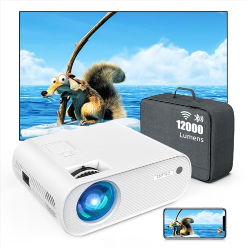 TOPTRO Mini proiettore, 7000 lumen, proiettore Bluetooth WiFi, supporto 1080P Full HD, con altoparlante HiFi, compatibile con TV Stick/Cellulare/Laptop/DVD/PS4/SD/AV