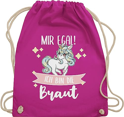 Turnbeutel Rucksack - JGA Junggesellenabschied Frauen - Mir egal ich bin die Braut - Einhorn weiß - Unisize - Fuchsia - brautgeschenk brauttaschen bachelorette party bridemaid juterucksäcke