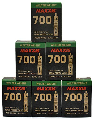 Maxxis Welter Fahrradschlauch, 700 x 23–32 C, 48 mm, Presta FV, 6 Stück, STB2033–6