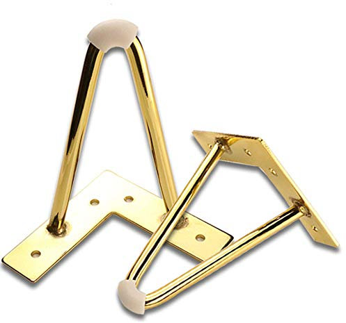 ZH-1 10cm/12cm/15cm/18cm/20cm/25cm Pieds de Meubles en métal Pied épingle à Cheveux doré, Lot de 4 pièces de Rechange pour Canapé, Table, Armoires, Console TV, Cabinet,Chevet, Acier Industriel