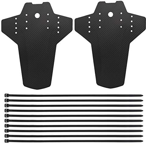 Popuppe 2 PCS Mountain Bike Mudguards Set, Bike Fender, MTB Carbon Fiber Mud Guard Front and Rear Compatible, Mountain Bike Fender Fixed Gear Mudguard for 26, 27.5, 29 Size Mountain Bike (Black)