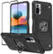 KANSi Coque Compatible pour Xiaomi Redmi Note 10 Pro, Verre Trempé + Housse TPU Silicone Rotation 360° Aimant Anneau Support Double Défense Protection Etui pour Redmi Note 10 Pro - Noir