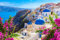 adrium Poster-Bild 110 x 80 cm: Santorini-Insel, Griechenland. Oia Town Traditionelle weiße Häuser und Kirchen mit blauen Kuppeln über der Caldera, Ägäis.(121915850)