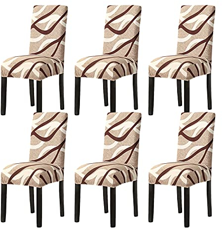 Aisprts Stuhlhussen 6er Set Stretch Stuhlhussen für Esszimmerstühle, Abnehmbarer Waschbarer Stühle Schutz Dekoration Stuhlbezug für Haus, Küche, Hotel, Restaurant, Bankett, Hochzeit, Party