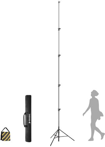 【16' Heavy Duty】 RAUBAY Extreme Tall Video Camera Sports Tripod Stand Air-Cushioned Telescoping Aluminium Alloy Light Stand with 1/4& 3/8 Screw Adapter, Professional Sky High Tripod - TT480 Black