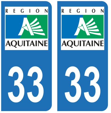 HADEXIA Aufkleber Nummernschild Departement 33 Gironde Alte Region Aquitaine