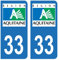 HADEXIA Aufkleber Nummernschild Departement 33 Gironde Alte Region Aquitaine