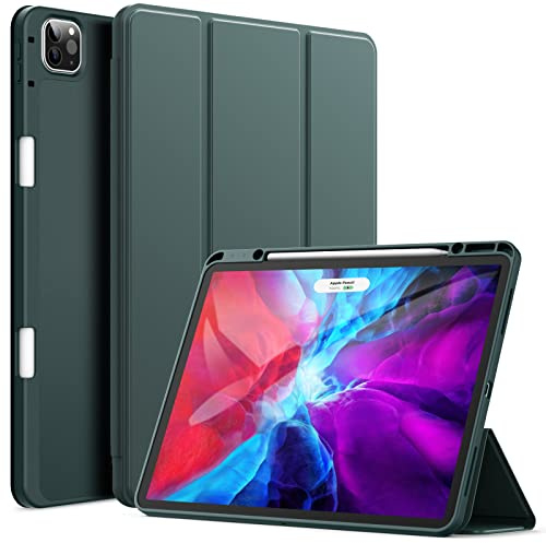 JETech Hülle für iPad Pro 12,9 4./3. Gen (2020/2018), Neblig Grün | Weiches TPU, Pencil Holder, Dreifach-Ständer, Auto Schlafen/Wachen, Stoßfestes Leichtdesign, Unterstützung Pencil Aufladung
