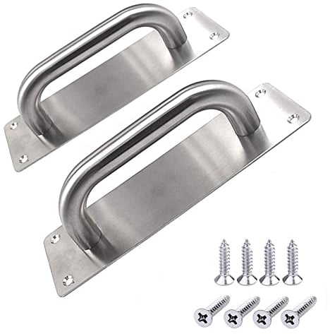 WANLIAN Pull Push Door Plate Handle Stainless Steel Heavy Duty Barn Door Pull for Shed Commercial Fire Door with Mounting Screws,Cupboard Toilet Cabinet Garage Door Handles,2Pcs,200x65mm