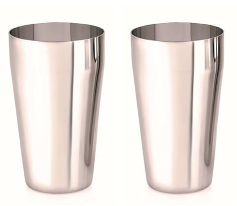 Generic Stainless Steel Tumblers, 2 Pcs, 300 ml, Brushed Finish, Ideal for Water, Juices, Iced Tea, Lassi, Milk, Beer and Cocktails