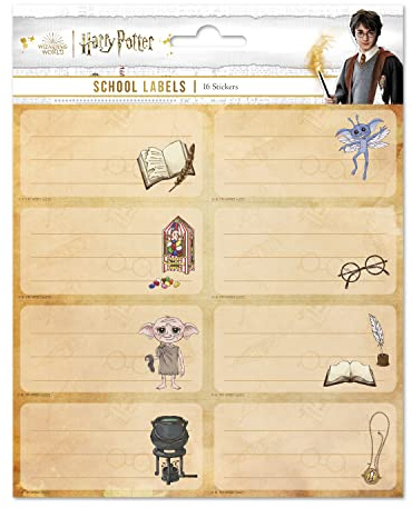 Grupo Erik Aufkleber, Harry Potter mit einer Größe von 8x4 cm und Illustrationen, Etiketten zum Beschriften, 16 Klebeetiketten Set