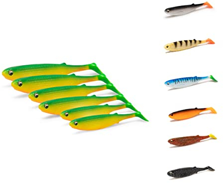 NØMIS Gummifiskar Kathi Koi | Gummifisk set med 6 st 2 x vardera 10, 12 och 14 cm | fisketillbehör | gummifiskset gädda gös | fiskedrag | gummibete | abborre bete