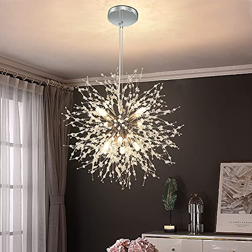 Depuley Kronleuchter Moderne Kristall, Feuerwerk Kronleuchter Deckenleuchten, 8-Licht Sputnik Pendelleuchte für Wohnzimmer, Schlafzimmer, Esszimmer, Küche, Treppenhaus, G9 Glühbirnen
