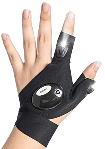 BICHONG Glowing Gloves Night Light Waterproof Fishing Gloves LED Flashlight Outdoor Hands Free Finger Flashlight