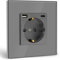 BSEED USB Steckdose Grau Schuko Steckdose mit USB Anschluss (Max. 2.1A) Typ C Port Unterputz Steckdose Glas Schutzkontakt-Steckdose Ladegerät für Handys, Laptops etc